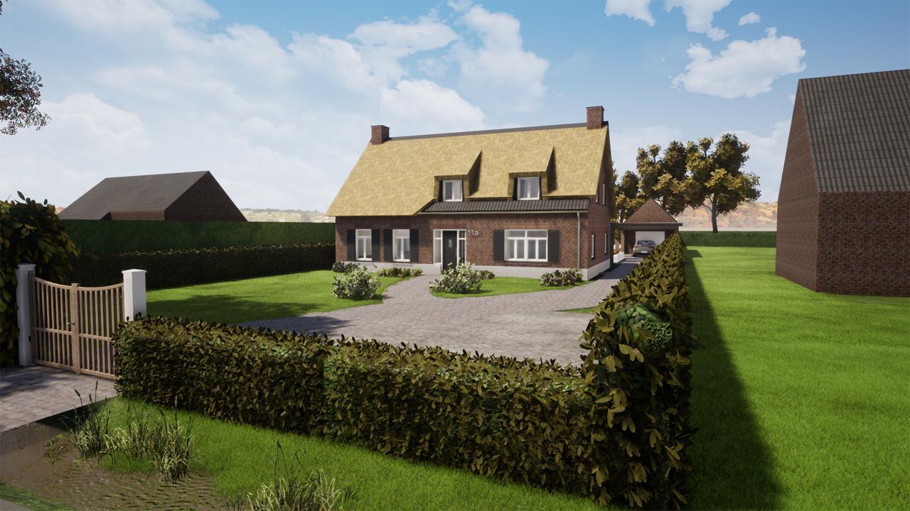 Vooraanzicht van de woning ontworpen als traditionele Brabantse boerderijwoning